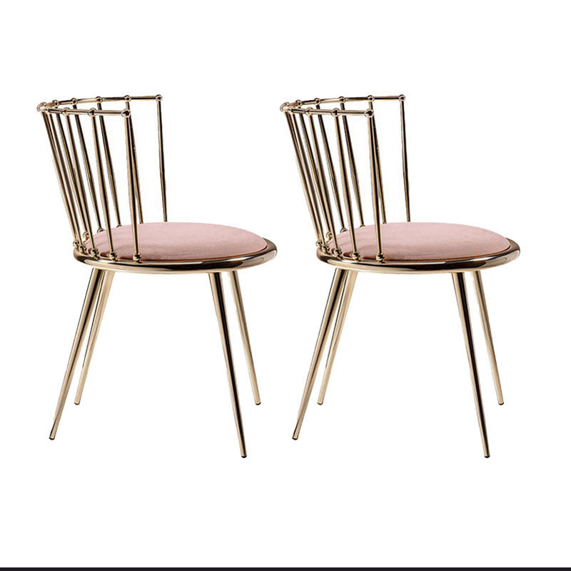 Scandinavian Style Armless Windsor Back Side Chairs Upholstered Dining Chairs Pink 2 Piece Set Clearhalo ' kitchen&dining_furn' 'Dining Chairs' 'Dining Tables & Seating' 'dining_chair' 'furn' 'furn_dining_chair' 'Furniture' 'furniture_dining_chair' 'Kitchen & Dining Furniture' 'kitchen' 4491618