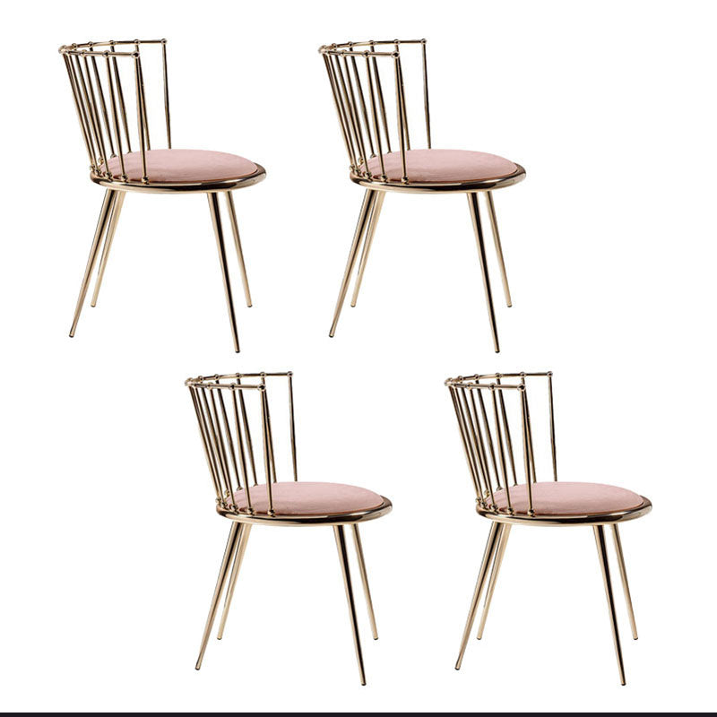 Scandinavian Style Armless Windsor Back Side Chairs Upholstered Dining Chairs Pink 4 Piece Set Clearhalo ' kitchen&dining_furn' 'Dining Chairs' 'Dining Tables & Seating' 'dining_chair' 'furn' 'furn_dining_chair' 'Furniture' 'furniture_dining_chair' 'Kitchen & Dining Furniture' 'kitchen' 4491620
