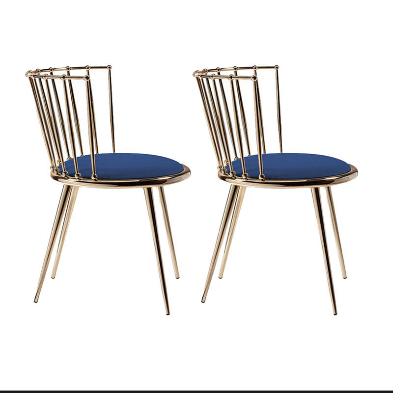 Scandinavian Style Armless Windsor Back Side Chairs Upholstered Dining Chairs Blue 2 Piece Set Clearhalo ' kitchen&dining_furn' 'Dining Chairs' 'Dining Tables & Seating' 'dining_chair' 'furn' 'furn_dining_chair' 'Furniture' 'furniture_dining_chair' 'Kitchen & Dining Furniture' 'kitchen' 4491623