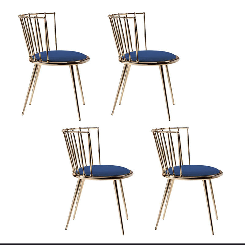 Scandinavian Style Armless Windsor Back Side Chairs Upholstered Dining Chairs Blue 4 Piece Set Clearhalo ' kitchen&dining_furn' 'Dining Chairs' 'Dining Tables & Seating' 'dining_chair' 'furn' 'furn_dining_chair' 'Furniture' 'furniture_dining_chair' 'Kitchen & Dining Furniture' 'kitchen' 4491625