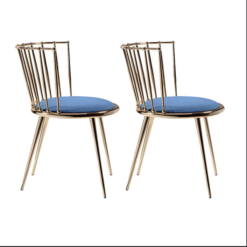 Scandinavian Style Armless Windsor Back Side Chairs Upholstered Dining Chairs Light Blue 2 Piece Set Clearhalo ' kitchen&dining_furn' 'Dining Chairs' 'Dining Tables & Seating' 'dining_chair' 'furn' 'furn_dining_chair' 'Furniture' 'furniture_dining_chair' 'Kitchen & Dining Furniture' 'kitchen' 4491630