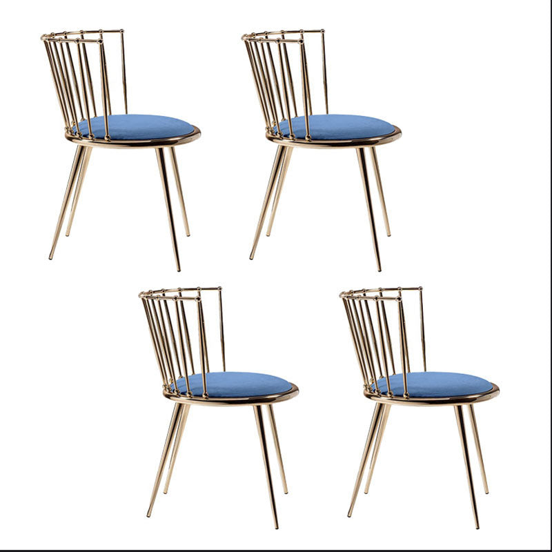 Scandinavian Style Armless Windsor Back Side Chairs Upholstered Dining Chairs Light Blue 4 Piece Set Clearhalo ' kitchen&dining_furn' 'Dining Chairs' 'Dining Tables & Seating' 'dining_chair' 'furn' 'furn_dining_chair' 'Furniture' 'furniture_dining_chair' 'Kitchen & Dining Furniture' 'kitchen' 4491631