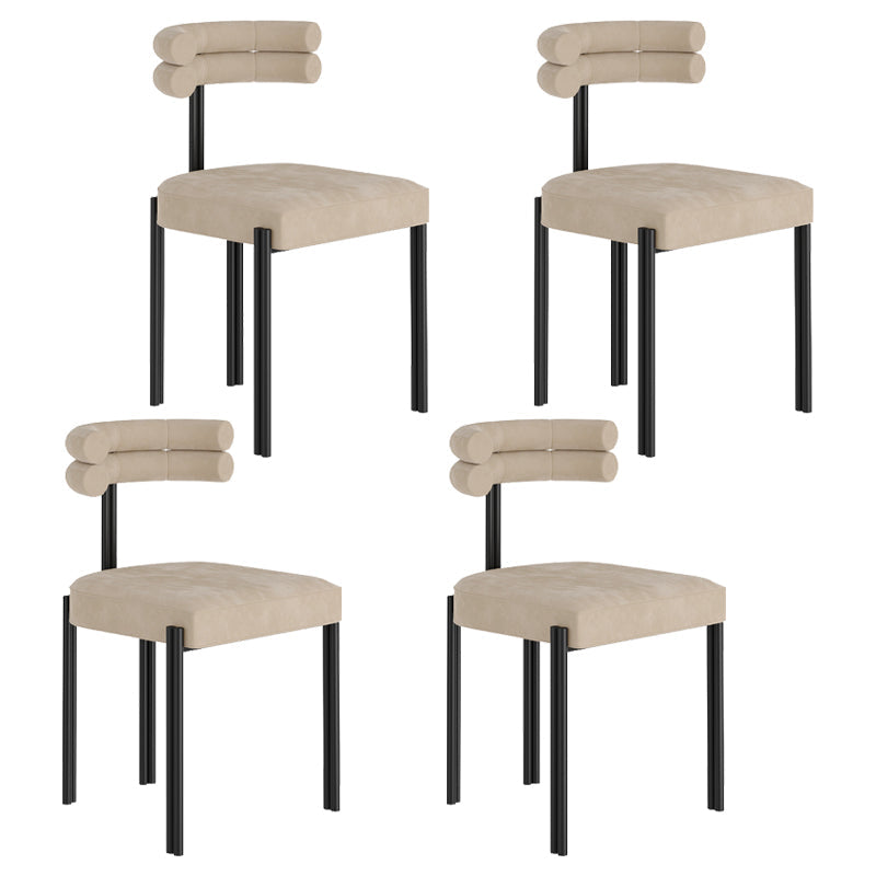 Designer Style Restaurant Velvet Side Chair Matte Finish Open Back Dining Chair Beige 4 Piece Set Clearhalo ' kitchen&dining_furn' 'Dining Chairs' 'Dining Tables & Seating' 'dining_chair' 'furn' 'furn_dining_chair' 'Furniture' 'furniture_dining_chair' 'Kitchen & Dining Furniture' 'kitchen' 4491641