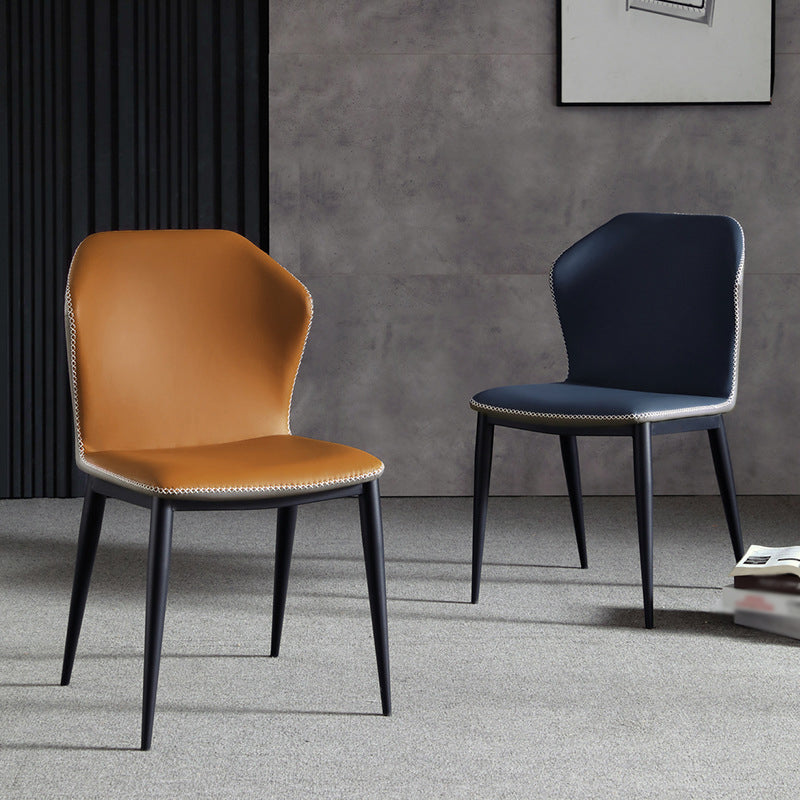 Contemporary Armless Chair Matte Finish Leather Curved Wingback Side Chair for Dining Room Clearhalo ' kitchen&dining_furn' 'Dining Chairs' 'Dining Tables & Seating' 'dining_chair' 'furn' 'furn_dining_chair' 'Furniture' 'furniture_dining_chair' 'Kitchen & Dining Furniture' 'kitchen' 4491657