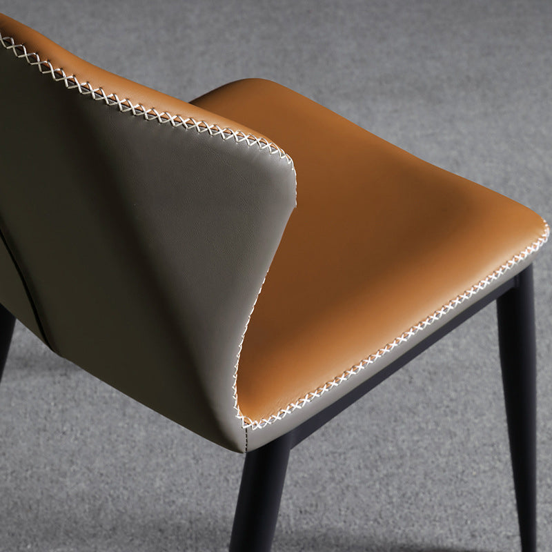 Contemporary Armless Chair Matte Finish Leather Curved Wingback Side Chair for Dining Room Clearhalo ' kitchen&dining_furn' 'Dining Chairs' 'Dining Tables & Seating' 'dining_chair' 'furn' 'furn_dining_chair' 'Furniture' 'furniture_dining_chair' 'Kitchen & Dining Furniture' 'kitchen' 4491660