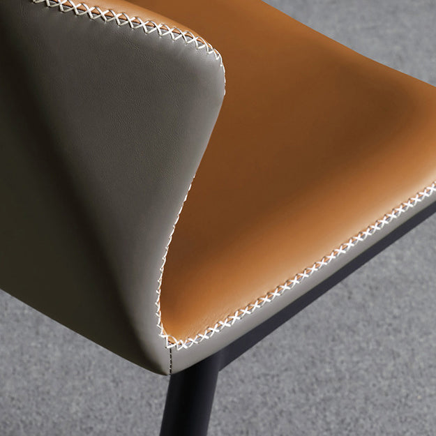 Contemporary Armless Chair Matte Finish Leather Curved Wingback Side Chair for Dining Room Clearhalo ' kitchen&dining_furn' 'Dining Chairs' 'Dining Tables & Seating' 'dining_chair' 'furn' 'furn_dining_chair' 'Furniture' 'furniture_dining_chair' 'Kitchen & Dining Furniture' 'kitchen' 4491664