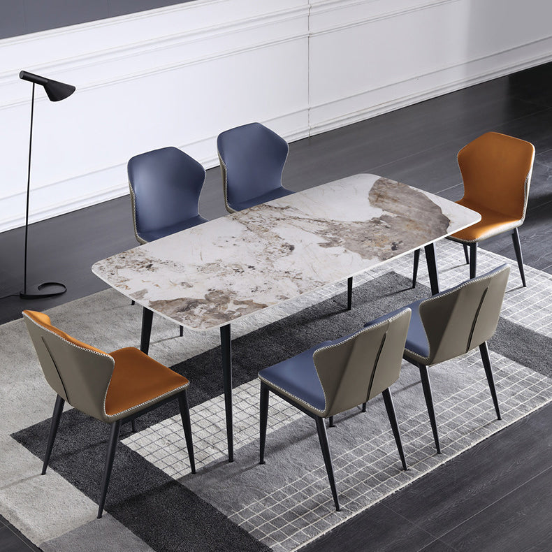 Contemporary Armless Chair Matte Finish Leather Curved Wingback Side Chair for Dining Room Clearhalo ' kitchen&dining_furn' 'Dining Chairs' 'Dining Tables & Seating' 'dining_chair' 'furn' 'furn_dining_chair' 'Furniture' 'furniture_dining_chair' 'Kitchen & Dining Furniture' 'kitchen' 4491667