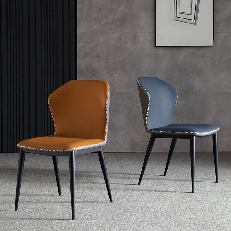 Contemporary Armless Chair Matte Finish Leather Curved Wingback Side Chair for Dining Room Clearhalo ' kitchen&dining_furn' 'Dining Chairs' 'Dining Tables & Seating' 'dining_chair' 'furn' 'furn_dining_chair' 'Furniture' 'furniture_dining_chair' 'Kitchen & Dining Furniture' 'kitchen' 4491668