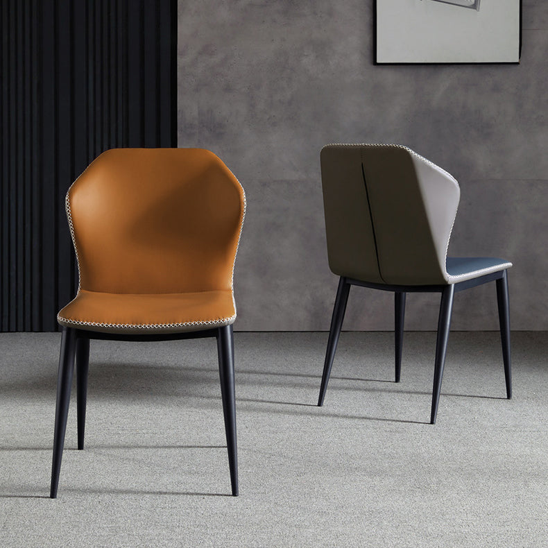 Contemporary Armless Chair Matte Finish Leather Curved Wingback Side Chair for Dining Room Clearhalo ' kitchen&dining_furn' 'Dining Chairs' 'Dining Tables & Seating' 'dining_chair' 'furn' 'furn_dining_chair' 'Furniture' 'furniture_dining_chair' 'Kitchen & Dining Furniture' 'kitchen' 4491669