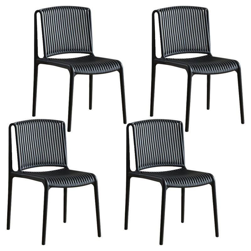 Plastic Scandinavian Kitchen Dining Room Side Chair Slat Back Chair Black 4 Piece Set Clearhalo ' kitchen&dining_furn' 'Dining Chairs' 'Dining Tables & Seating' 'dining_chair' 'furn' 'furn_dining_chair' 'Furniture' 'furniture_dining_chair' 'Kitchen & Dining Furniture' 'kitchen' 4491676