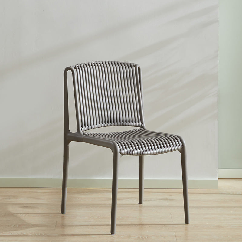 Plastic Scandinavian Kitchen Dining Room Side Chair Slat Back Chair Grey 1 Piece Clearhalo ' kitchen&dining_furn' 'Dining Chairs' 'Dining Tables & Seating' 'dining_chair' 'furn' 'furn_dining_chair' 'Furniture' 'furniture_dining_chair' 'Kitchen & Dining Furniture' 'kitchen' 4491678