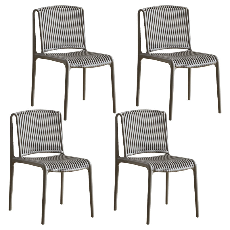 Plastic Scandinavian Kitchen Dining Room Side Chair Slat Back Chair Grey 4 Piece Set Clearhalo ' kitchen&dining_furn' 'Dining Chairs' 'Dining Tables & Seating' 'dining_chair' 'furn' 'furn_dining_chair' 'Furniture' 'furniture_dining_chair' 'Kitchen & Dining Furniture' 'kitchen' 4491682