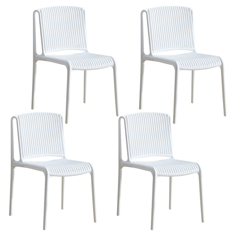 Plastic Scandinavian Kitchen Dining Room Side Chair Slat Back Chair White 4 Piece Set Clearhalo ' kitchen&dining_furn' 'Dining Chairs' 'Dining Tables & Seating' 'dining_chair' 'furn' 'furn_dining_chair' 'Furniture' 'furniture_dining_chair' 'Kitchen & Dining Furniture' 'kitchen' 4491688