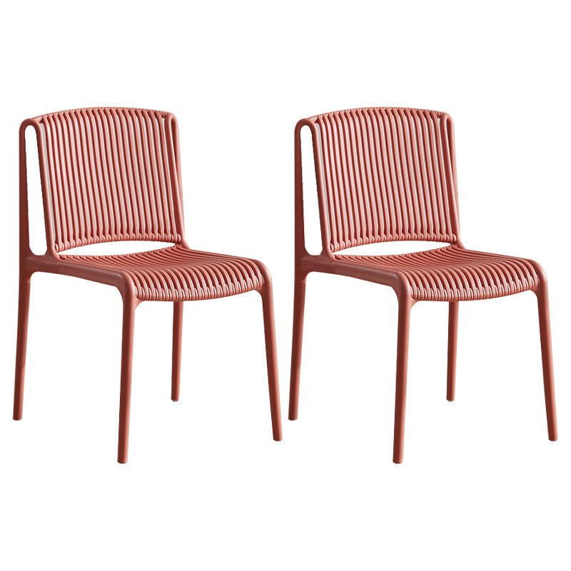 Plastic Scandinavian Kitchen Dining Room Side Chair Slat Back Chair Red 2 Piece Set Clearhalo ' kitchen&dining_furn' 'Dining Chairs' 'Dining Tables & Seating' 'dining_chair' 'furn' 'furn_dining_chair' 'Furniture' 'furniture_dining_chair' 'Kitchen & Dining Furniture' 'kitchen' 4491691