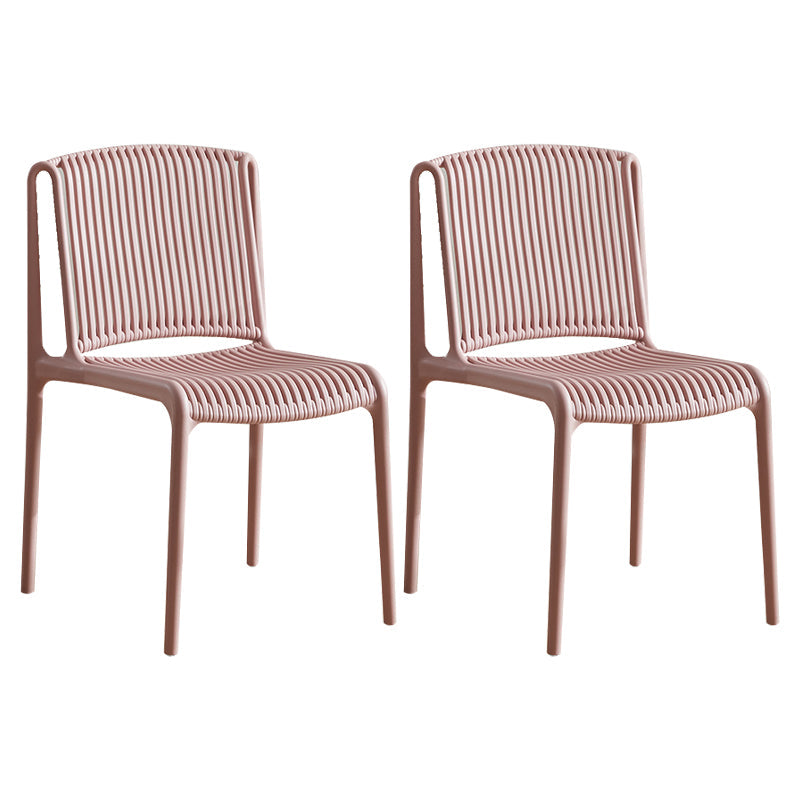 Plastic Scandinavian Kitchen Dining Room Side Chair Slat Back Chair Pink 2 Piece Set Clearhalo ' kitchen&dining_furn' 'Dining Chairs' 'Dining Tables & Seating' 'dining_chair' 'furn' 'furn_dining_chair' 'Furniture' 'furniture_dining_chair' 'Kitchen & Dining Furniture' 'kitchen' 4491696