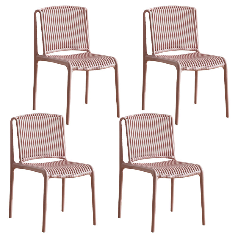 Plastic Scandinavian Kitchen Dining Room Side Chair Slat Back Chair Pink 4 Piece Set Clearhalo ' kitchen&dining_furn' 'Dining Chairs' 'Dining Tables & Seating' 'dining_chair' 'furn' 'furn_dining_chair' 'Furniture' 'furniture_dining_chair' 'Kitchen & Dining Furniture' 'kitchen' 4491697