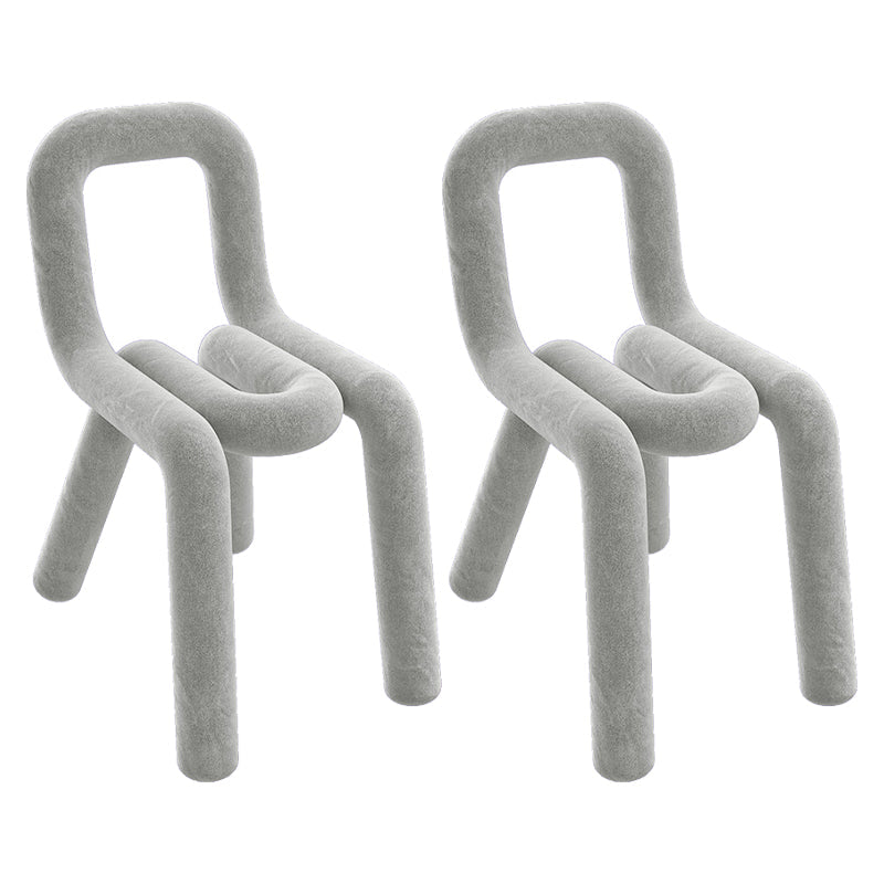 Designer Style Velvet Home Side Chair Open Matte Finish Dining Chair Light Gray 2 Piece Set Clearhalo ' kitchen&dining_furn' 'Dining Chairs' 'Dining Tables & Seating' 'dining_chair' 'furn' 'furn_dining_chair' 'Furniture' 'furniture_dining_chair' 'Kitchen & Dining Furniture' 'kitchen' 4491710
