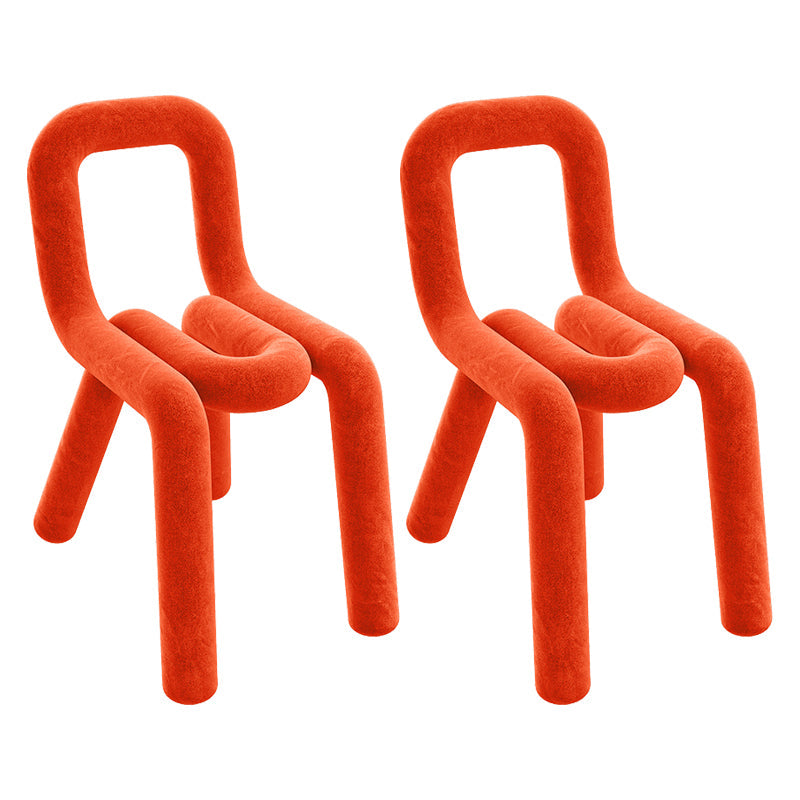Designer Style Velvet Home Side Chair Open Matte Finish Dining Chair Orange 2 Piece Set Clearhalo ' kitchen&dining_furn' 'Dining Chairs' 'Dining Tables & Seating' 'dining_chair' 'furn' 'furn_dining_chair' 'Furniture' 'furniture_dining_chair' 'Kitchen & Dining Furniture' 'kitchen' 4491714