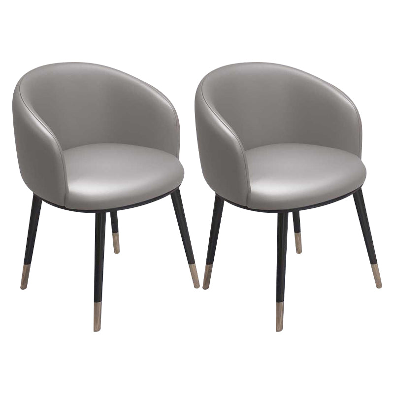 Modern Bedroom Leather Arm Chair Matte Finish Solid Back Dining Chair Grey 2 Piece Set Clearhalo ' kitchen&dining_furn' 'Dining Chairs' 'Dining Tables & Seating' 'dining_chair' 'furn' 'furn_dining_chair' 'Furniture' 'furniture_dining_chair' 'Kitchen & Dining Furniture' 'kitchen' 4491729
