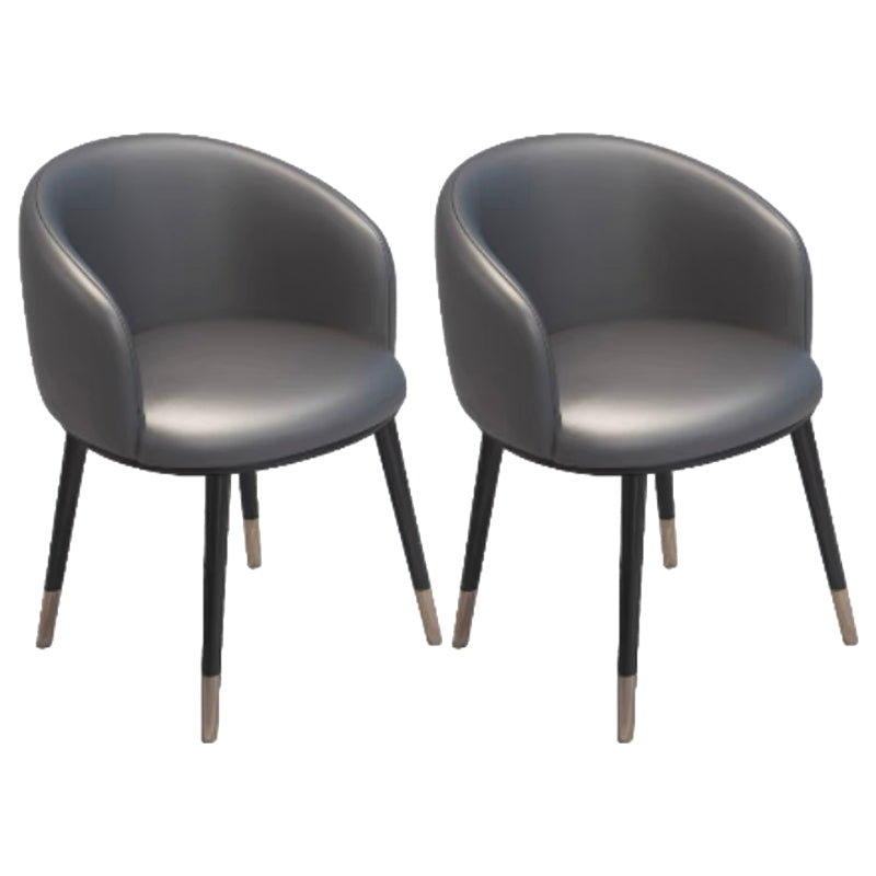 Modern Bedroom Leather Arm Chair Matte Finish Solid Back Dining Chair Dark Gray 2 Piece Set Clearhalo ' kitchen&dining_furn' 'Dining Chairs' 'Dining Tables & Seating' 'dining_chair' 'furn' 'furn_dining_chair' 'Furniture' 'furniture_dining_chair' 'Kitchen & Dining Furniture' 'kitchen' 4491730