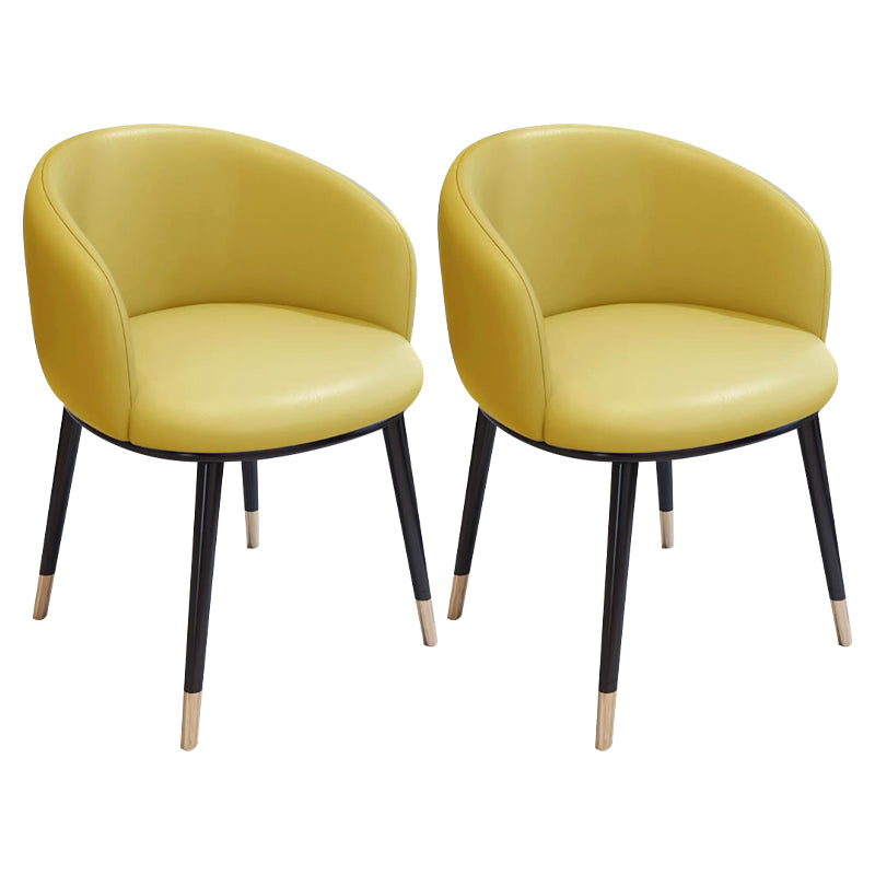 Modern Bedroom Leather Arm Chair Matte Finish Solid Back Dining Chair Yellow 2 Piece Set Clearhalo ' kitchen&dining_furn' 'Dining Chairs' 'Dining Tables & Seating' 'dining_chair' 'furn' 'furn_dining_chair' 'Furniture' 'furniture_dining_chair' 'Kitchen & Dining Furniture' 'kitchen' 4491735
