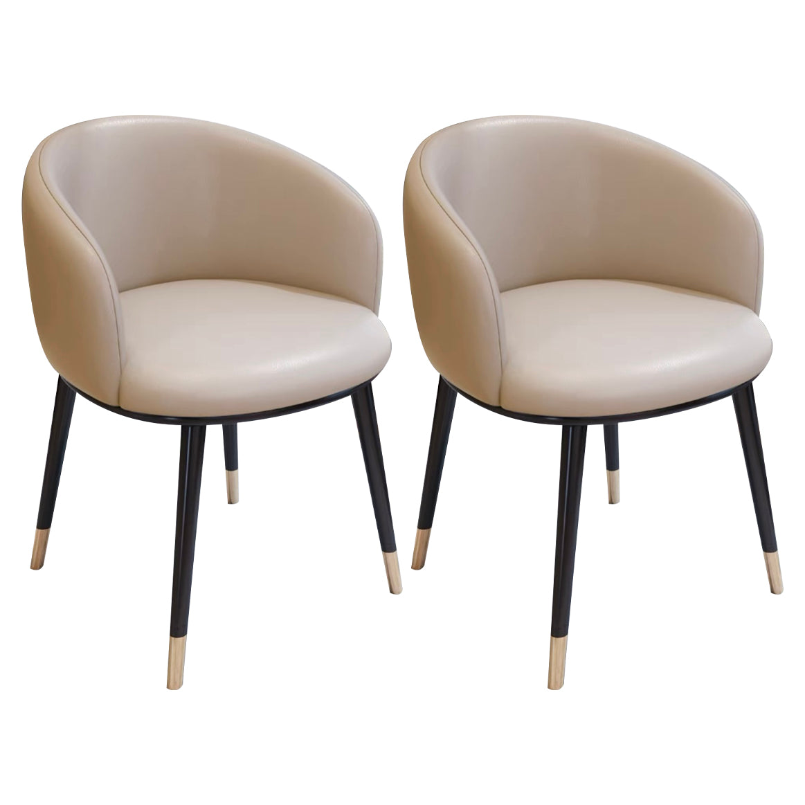 Modern Bedroom Leather Arm Chair Matte Finish Solid Back Dining Chair Light Khaki 2 Piece Set Clearhalo ' kitchen&dining_furn' 'Dining Chairs' 'Dining Tables & Seating' 'dining_chair' 'furn' 'furn_dining_chair' 'Furniture' 'furniture_dining_chair' 'Kitchen & Dining Furniture' 'kitchen' 4491744