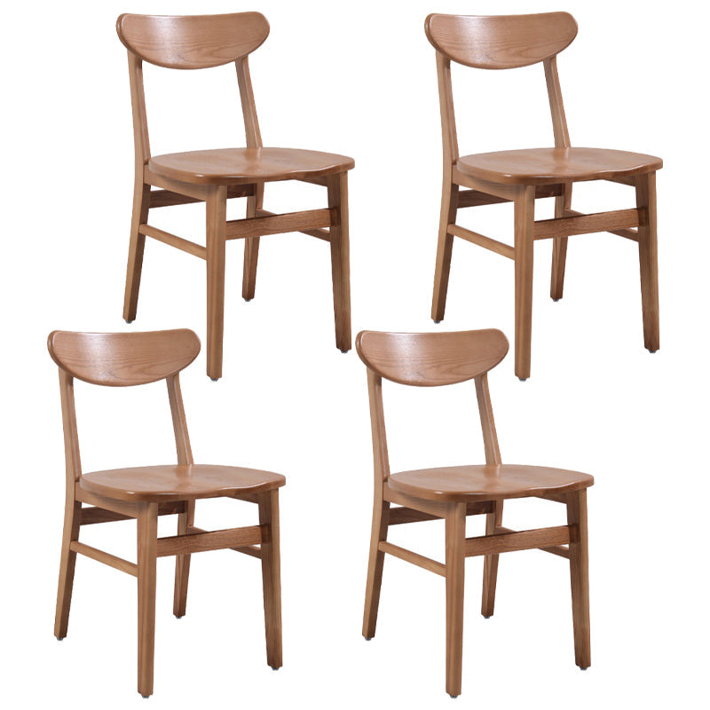 Modern Dining Side Chair Matte Finish Solid Wood Open Back Armless Chair Deep Tan Set of 4 Clearhalo ' kitchen&dining_furn' 'Dining Chairs' 'Dining Tables & Seating' 'dining_chair' 'Furniture' 'furniture_dining_chair' 'Kitchen & Dining Furniture' 'kitchen' 4491765