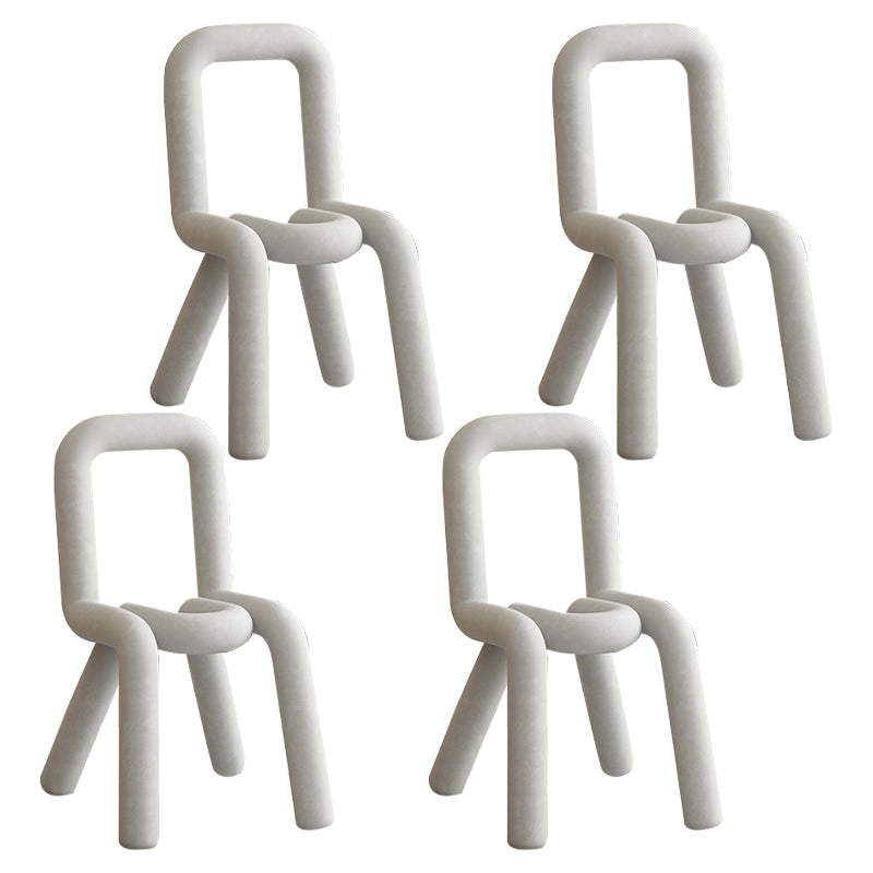 Restaurant Velvet Curved Side Chair Matte Finish Open Back Dining Chair White 4 Piece Set Clearhalo ' kitchen&dining_furn' 'Dining Chairs' 'Dining Tables & Seating' 'dining_chair' 'furn' 'furn_dining_chair' 'Furniture' 'furniture_dining_chair' 'Kitchen & Dining Furniture' 'kitchen' 4491781