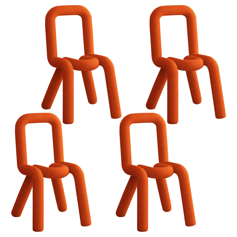 Restaurant Velvet Curved Side Chair Matte Finish Open Back Dining Chair Orange 4 Piece Set Clearhalo ' kitchen&dining_furn' 'Dining Chairs' 'Dining Tables & Seating' 'dining_chair' 'furn' 'furn_dining_chair' 'Furniture' 'furniture_dining_chair' 'Kitchen & Dining Furniture' 'kitchen' 4491787