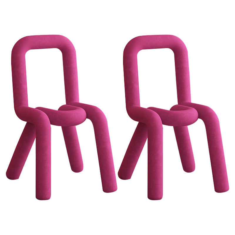 Restaurant Velvet Curved Side Chair Matte Finish Open Back Dining Chair Rose Red 2 Piece Set Clearhalo ' kitchen&dining_furn' 'Dining Chairs' 'Dining Tables & Seating' 'dining_chair' 'furn' 'furn_dining_chair' 'Furniture' 'furniture_dining_chair' 'Kitchen & Dining Furniture' 'kitchen' 4491789