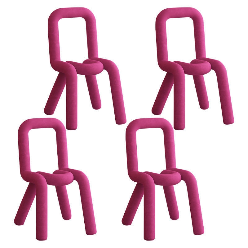 Restaurant Velvet Curved Side Chair Matte Finish Open Back Dining Chair Rose Red 4 Piece Set Clearhalo ' kitchen&dining_furn' 'Dining Chairs' 'Dining Tables & Seating' 'dining_chair' 'furn' 'furn_dining_chair' 'Furniture' 'furniture_dining_chair' 'Kitchen & Dining Furniture' 'kitchen' 4491791