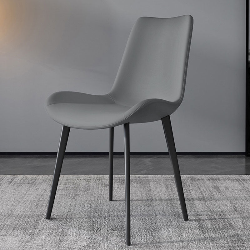 Modern Dining Side Chair Matte Finish Leather Curved Parsons Armless Chair Light Gray 1 Piece Clearhalo ' kitchen&dining_furn' 'Dining Chairs' 'Dining Tables & Seating' 'dining_chair' 'furn' 'furn_dining_chair' 'Furniture' 'furniture_dining_chair' 'Kitchen & Dining Furniture' 'kitchen' 4491800