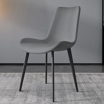 Modern Dining Side Chair Matte Finish Leather Curved Parsons Armless Chair Light Gray 1 Piece Clearhalo ' kitchen&dining_furn' 'Dining Chairs' 'Dining Tables & Seating' 'dining_chair' 'furn' 'furn_dining_chair' 'Furniture' 'furniture_dining_chair' 'Kitchen & Dining Furniture' 'kitchen' 4491800