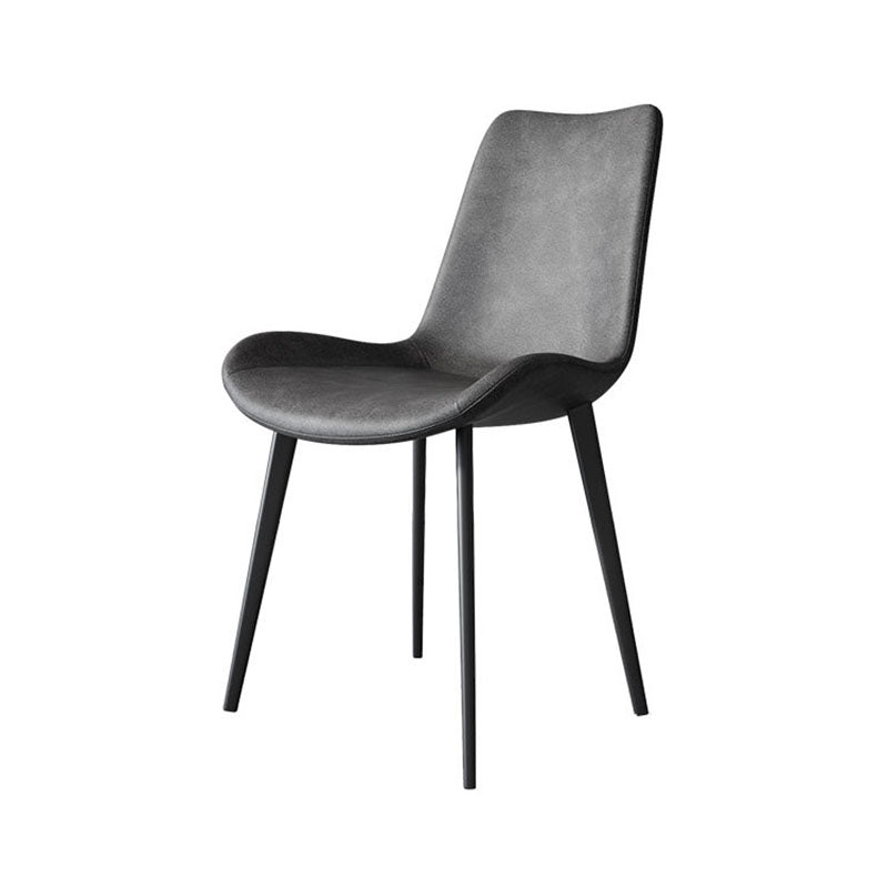 Modern Dining Side Chair Matte Finish Leather Curved Parsons Armless Chair Clearhalo ' kitchen&dining_furn' 'Dining Chairs' 'Dining Tables & Seating' 'dining_chair' 'furn' 'furn_dining_chair' 'Furniture' 'furniture_dining_chair' 'Kitchen & Dining Furniture' 'kitchen' 4491803