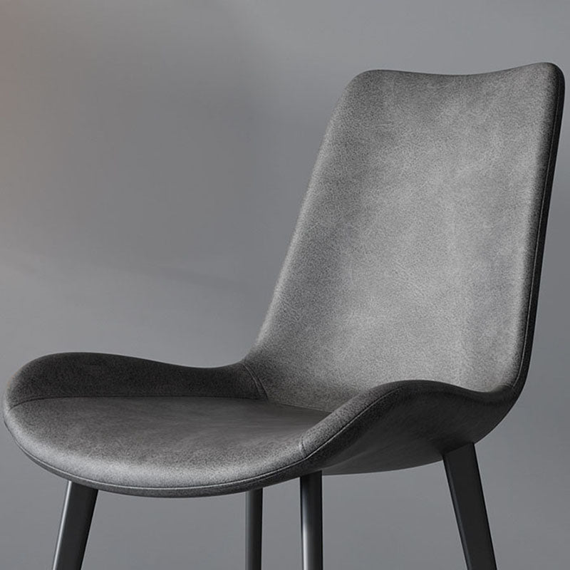 Modern Dining Side Chair Matte Finish Leather Curved Parsons Armless Chair Clearhalo ' kitchen&dining_furn' 'Dining Chairs' 'Dining Tables & Seating' 'dining_chair' 'furn' 'furn_dining_chair' 'Furniture' 'furniture_dining_chair' 'Kitchen & Dining Furniture' 'kitchen' 4491804