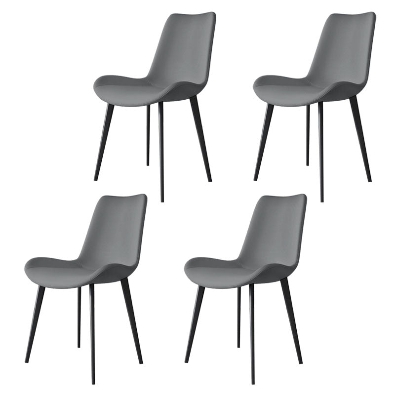 Modern Dining Side Chair Matte Finish Leather Curved Parsons Armless Chair Light Gray 4 Piece Set Clearhalo ' kitchen&dining_furn' 'Dining Chairs' 'Dining Tables & Seating' 'dining_chair' 'furn' 'furn_dining_chair' 'Furniture' 'furniture_dining_chair' 'Kitchen & Dining Furniture' 'kitchen' 4491805