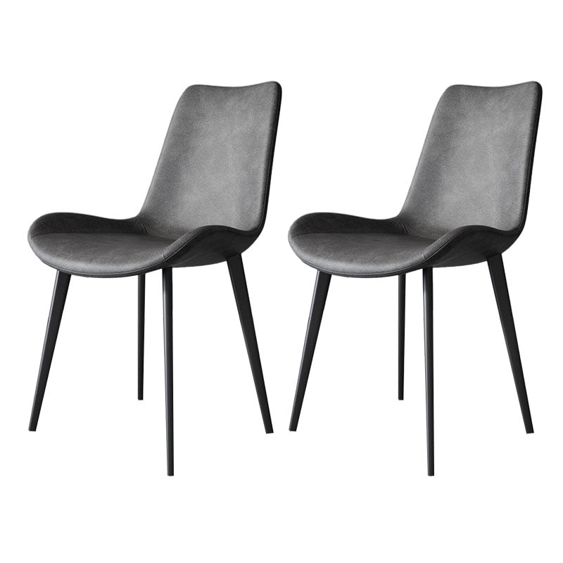 Modern Dining Side Chair Matte Finish Leather Curved Parsons Armless Chair Grey 2 Piece Set Clearhalo ' kitchen&dining_furn' 'Dining Chairs' 'Dining Tables & Seating' 'dining_chair' 'furn' 'furn_dining_chair' 'Furniture' 'furniture_dining_chair' 'Kitchen & Dining Furniture' 'kitchen' 4491812