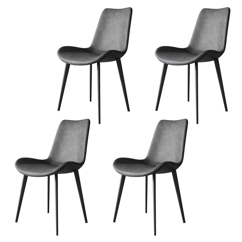 Modern Dining Side Chair Matte Finish Leather Curved Parsons Armless Chair Grey 4 Piece Set Clearhalo ' kitchen&dining_furn' 'Dining Chairs' 'Dining Tables & Seating' 'dining_chair' 'furn' 'furn_dining_chair' 'Furniture' 'furniture_dining_chair' 'Kitchen & Dining Furniture' 'kitchen' 4491813