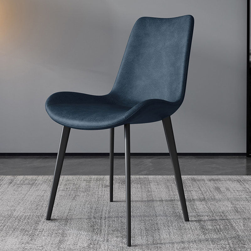 Modern Dining Side Chair Matte Finish Leather Curved Parsons Armless Chair Dark Gray 1 Piece Clearhalo ' kitchen&dining_furn' 'Dining Chairs' 'Dining Tables & Seating' 'dining_chair' 'furn' 'furn_dining_chair' 'Furniture' 'furniture_dining_chair' 'Kitchen & Dining Furniture' 'kitchen' 4491814