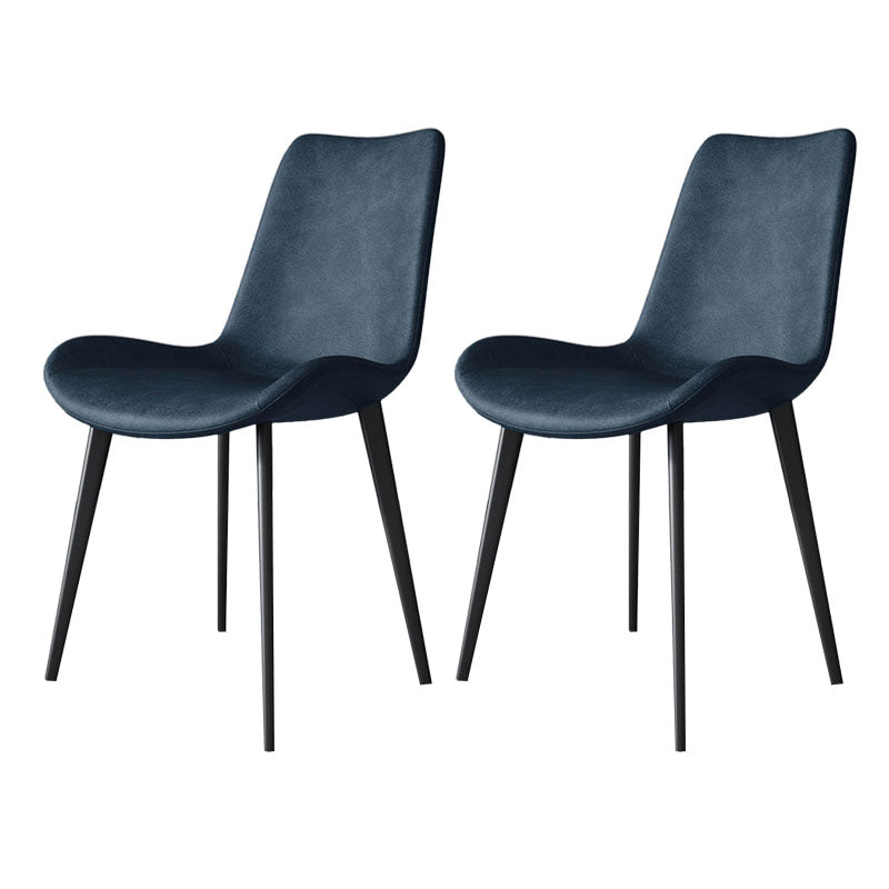 Modern Dining Side Chair Matte Finish Leather Curved Parsons Armless Chair Dark Gray 2 Piece Set Clearhalo ' kitchen&dining_furn' 'Dining Chairs' 'Dining Tables & Seating' 'dining_chair' 'furn' 'furn_dining_chair' 'Furniture' 'furniture_dining_chair' 'Kitchen & Dining Furniture' 'kitchen' 4491815