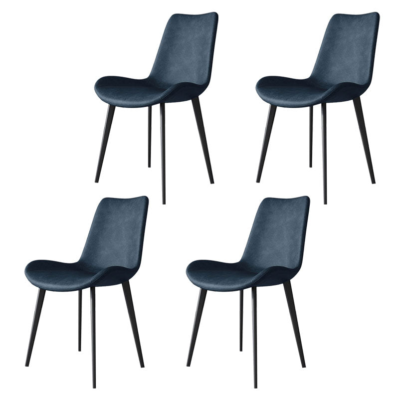 Modern Dining Side Chair Matte Finish Leather Curved Parsons Armless Chair Dark Gray 4 Piece Set Clearhalo ' kitchen&dining_furn' 'Dining Chairs' 'Dining Tables & Seating' 'dining_chair' 'furn' 'furn_dining_chair' 'Furniture' 'furniture_dining_chair' 'Kitchen & Dining Furniture' 'kitchen' 4491816