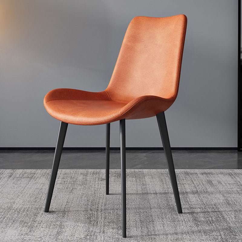 Modern Dining Side Chair Matte Finish Leather Curved Parsons Armless Chair Orange 1 Piece Clearhalo ' kitchen&dining_furn' 'Dining Chairs' 'Dining Tables & Seating' 'dining_chair' 'furn' 'furn_dining_chair' 'Furniture' 'furniture_dining_chair' 'Kitchen & Dining Furniture' 'kitchen' 4491817