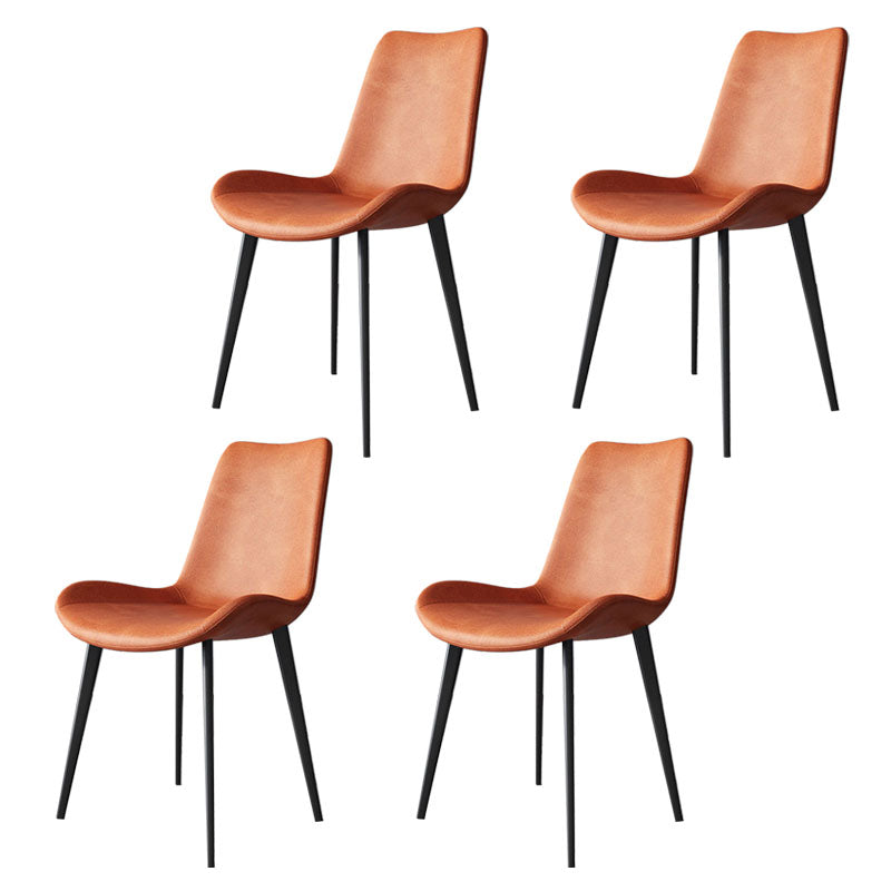 Modern Dining Side Chair Matte Finish Leather Curved Parsons Armless Chair Orange 4 Piece Set Clearhalo ' kitchen&dining_furn' 'Dining Chairs' 'Dining Tables & Seating' 'dining_chair' 'furn' 'furn_dining_chair' 'Furniture' 'furniture_dining_chair' 'Kitchen & Dining Furniture' 'kitchen' 4491819