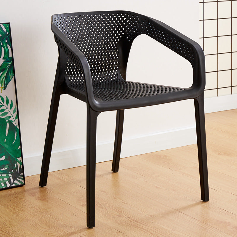 Plastic Scandinavian Kitchen Dining Room Armchair Solid Back Chair Black 1 Piece Clearhalo ' kitchen&dining_furn' 'Dining Chairs' 'Dining Tables & Seating' 'dining_chair' 'furn' 'furn_dining_chair' 'Furniture' 'furniture_dining_chair' 'Kitchen & Dining Furniture' 'kitchen' 4491825