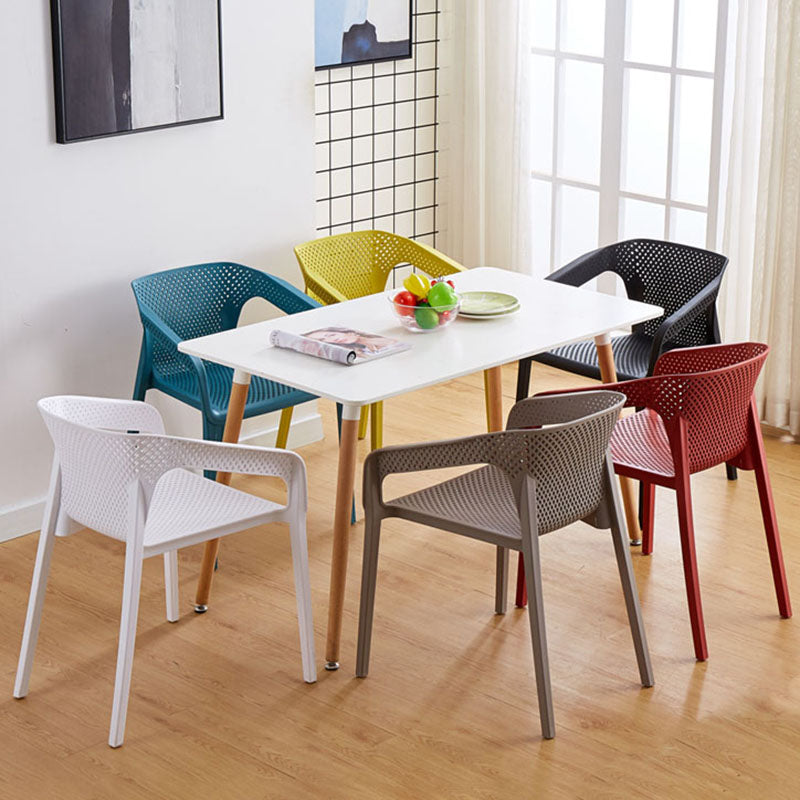 Plastic Scandinavian Kitchen Dining Room Armchair Solid Back Chair Clearhalo ' kitchen&dining_furn' 'Dining Chairs' 'Dining Tables & Seating' 'dining_chair' 'furn' 'furn_dining_chair' 'Furniture' 'furniture_dining_chair' 'Kitchen & Dining Furniture' 'kitchen' 4491847