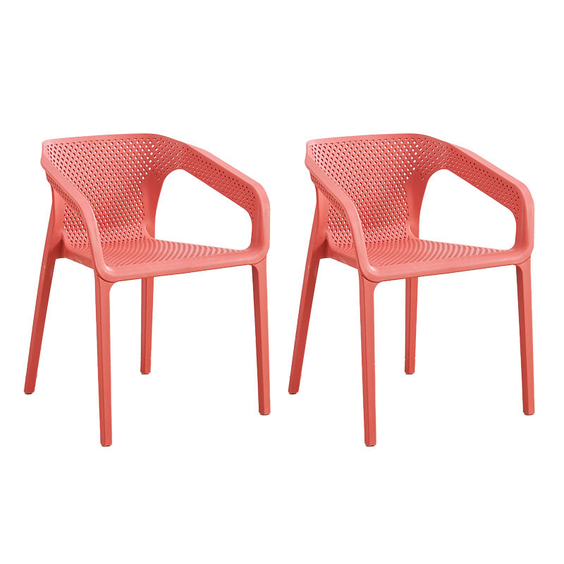Plastic Scandinavian Kitchen Dining Room Armchair Solid Back Chair Rose Red 2 Piece Set Clearhalo ' kitchen&dining_furn' 'Dining Chairs' 'Dining Tables & Seating' 'dining_chair' 'furn' 'furn_dining_chair' 'Furniture' 'furniture_dining_chair' 'Kitchen & Dining Furniture' 'kitchen' 4491850