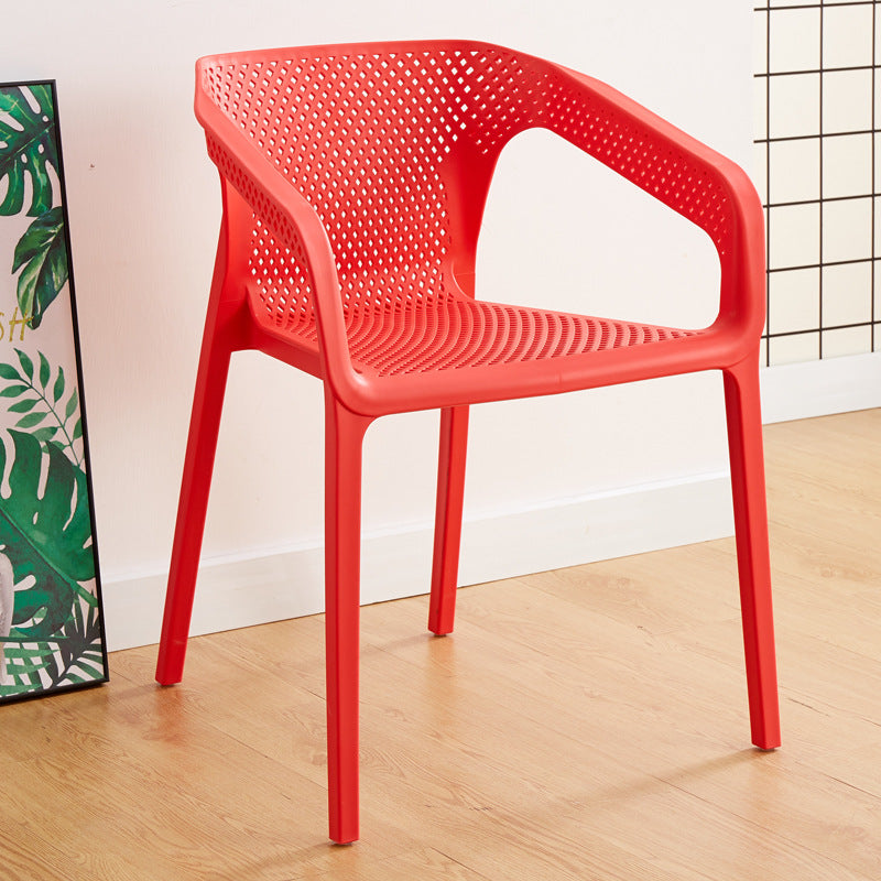 Plastic Scandinavian Kitchen Dining Room Armchair Solid Back Chair Red 1 Piece Clearhalo ' kitchen&dining_furn' 'Dining Chairs' 'Dining Tables & Seating' 'dining_chair' 'furn' 'furn_dining_chair' 'Furniture' 'furniture_dining_chair' 'Kitchen & Dining Furniture' 'kitchen' 4491852