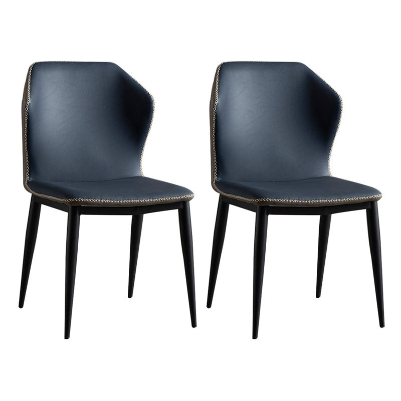 Modern Side Chair Matte Finish Leather Curved Wingback Armless Chair for Dining Room Navy Blue 2 Piece Set Clearhalo ' kitchen&dining_furn' 'Dining Chairs' 'Dining Tables & Seating' 'dining_chair' 'furn' 'furn_dining_chair' 'Furniture' 'furniture_dining_chair' 'Kitchen & Dining Furniture' 'kitchen' 4491881