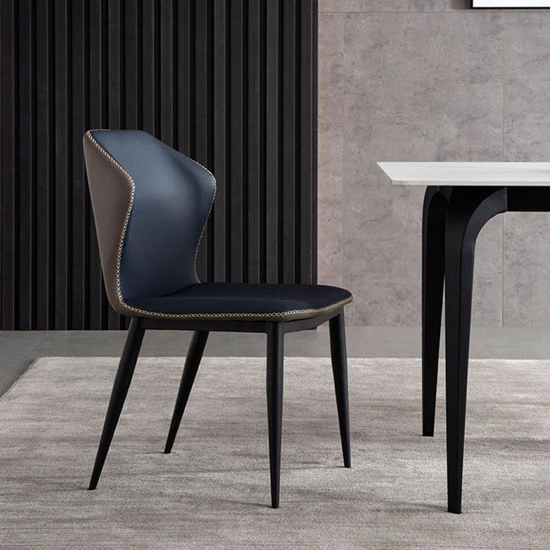 Modern Side Chair Matte Finish Leather Curved Wingback Armless Chair for Dining Room Clearhalo ' kitchen&dining_furn' 'Dining Chairs' 'Dining Tables & Seating' 'dining_chair' 'furn' 'furn_dining_chair' 'Furniture' 'furniture_dining_chair' 'Kitchen & Dining Furniture' 'kitchen' 4491886