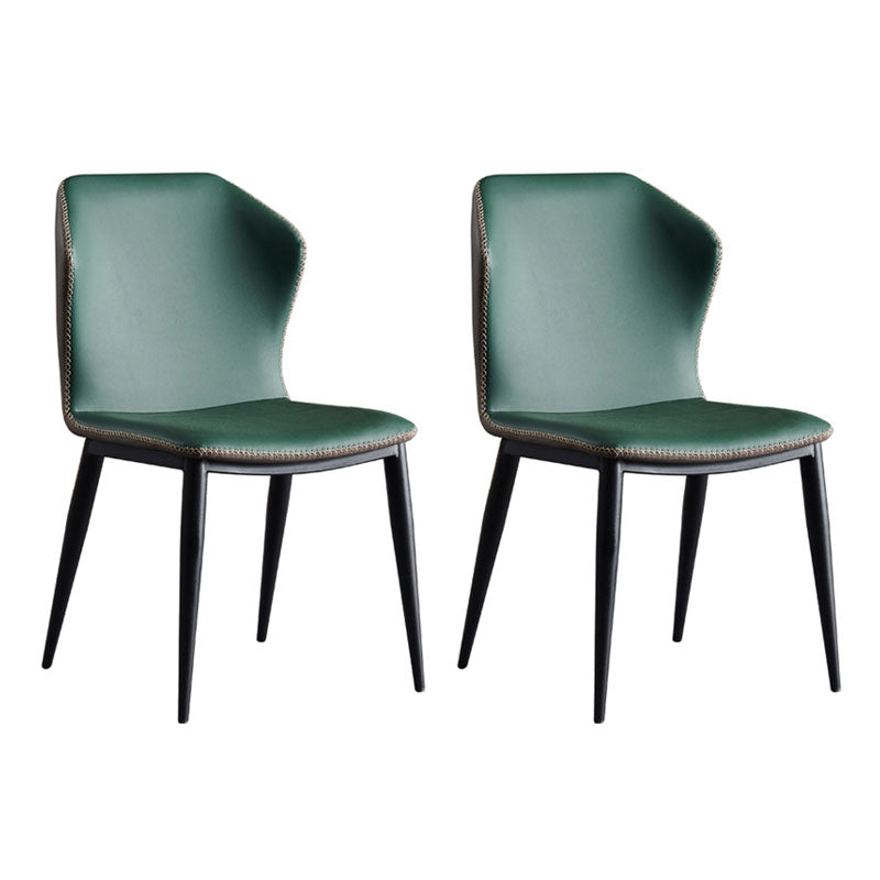 Modern Side Chair Matte Finish Leather Curved Wingback Armless Chair for Dining Room Green 2 Piece Set Clearhalo ' kitchen&dining_furn' 'Dining Chairs' 'Dining Tables & Seating' 'dining_chair' 'furn' 'furn_dining_chair' 'Furniture' 'furniture_dining_chair' 'Kitchen & Dining Furniture' 'kitchen' 4491892